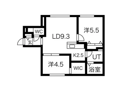 ラフィナート月寒(2LDK/4階)の間取り写真