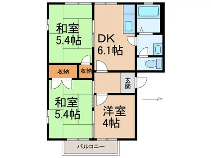 ディアスノバク(3DK/2階)の間取り写真