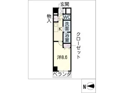 NEW CITY APARTMENTS円上町(1K/9階)の間取り写真