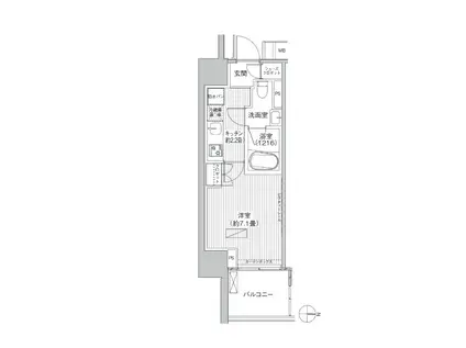 ヒューリックレジデンス新御茶ノ水(1K/2階)の間取り写真