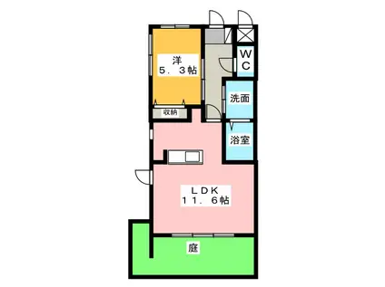 TEA&CANE(1LDK/1階)の間取り写真
