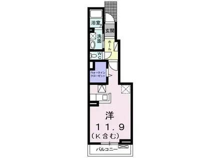 アグレガード(ワンルーム/1階)の間取り写真