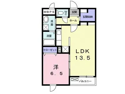 レジデンス斑鳩(1LDK/1階)の間取り写真