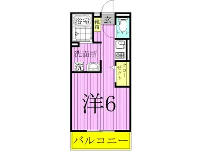 ジュネス西新井Ⅰ(1K/2階)の間取り写真