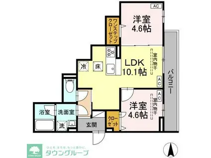 CHARM高倉(2LDK/3階)の間取り写真