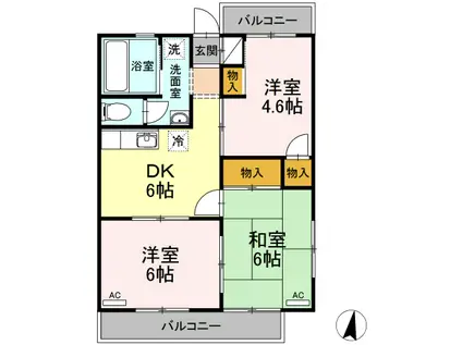 ドメスティックカーサ(3DK/2階)の間取り写真