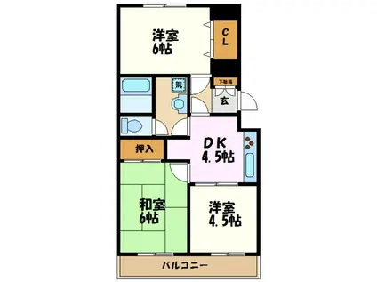 グリーンヒル藤が丘C II(3DK/5階)の間取り写真