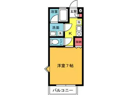 グランディーノ湘南II(1K/1階)の間取り写真