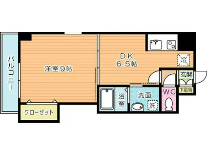 フリーエントUT(1DK/2階)の間取り写真