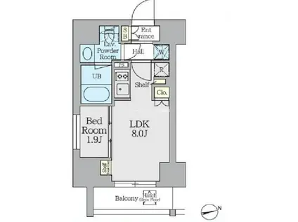クレストコート上野(1LDK/5階)の間取り写真