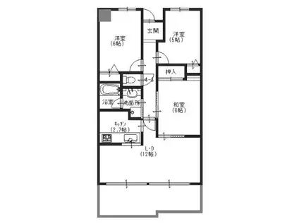 レジェンダリー小松(3LDK/4階)の間取り写真