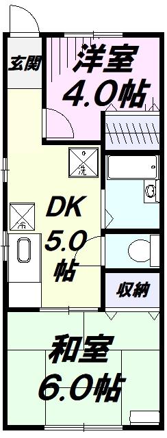 RJフラット(2DK/1階)の間取り写真