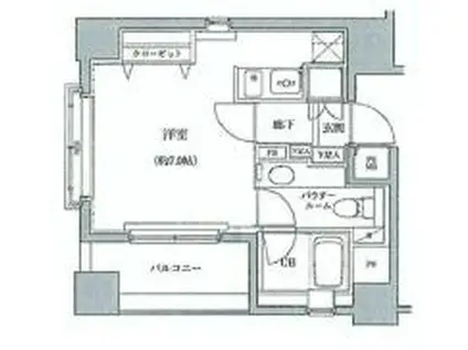 アクロス目黒(1K/6階)の間取り写真