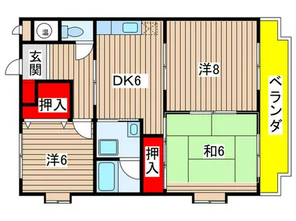 第1アーバンハイツ(3DK/1階)の間取り写真