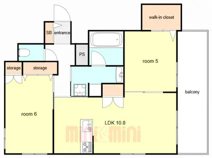 灘区篠原中町2丁目ヘーベルメゾン(2LDK/3階)の間取り写真