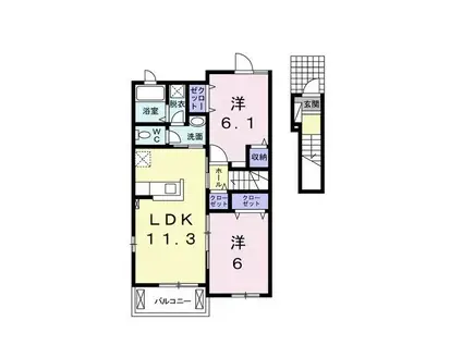 J-WISH(2LDK/2階)の間取り写真