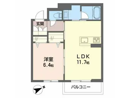 コンフォーザ下戸田(1LDK/1階)の間取り写真