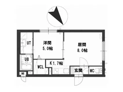 グランメール南郷通12(1LDK/4階)の間取り写真