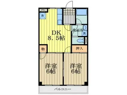 ライムかいぬま(2DK/3階)の間取り写真