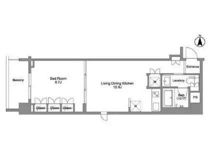 コンフォリア西麻布(1LDK/6階)の間取り写真