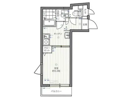 ヴィラフォレスト上野毛(1K/4階)の間取り写真