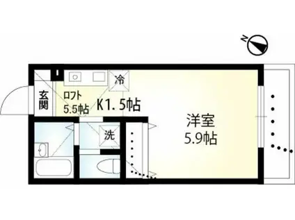 ヴェラハイツ子安台(1K/2階)の間取り写真