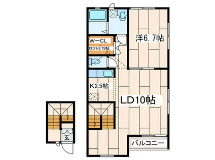 グリーンヒルB(1LDK/2階)の間取り写真