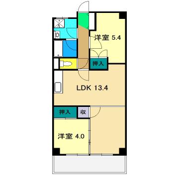 高須スカイハイツ(2LDK/5階)の間取り写真