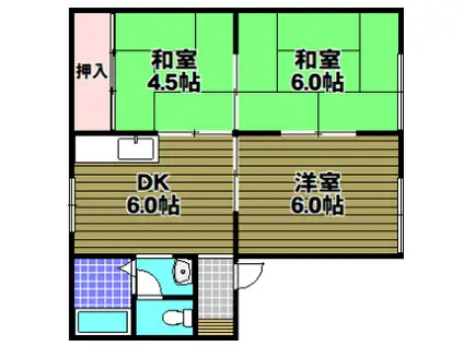 ハイツ林(3DK/1階)の間取り写真