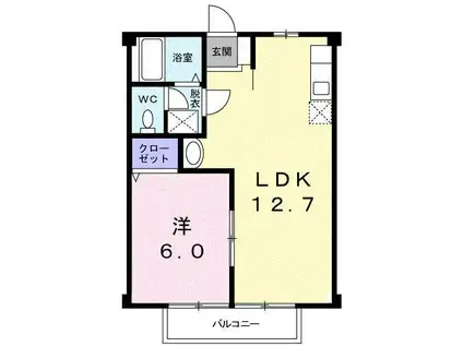 キャッスル神田川(1LDK/1階)の間取り写真