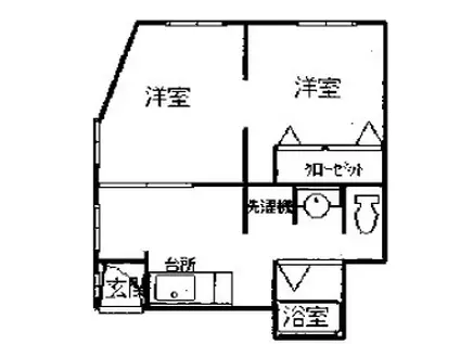 シャトー平野(2K/2階)の間取り写真