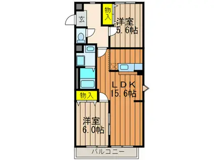 サンシャイン足立(2LDK/2階)の間取り写真