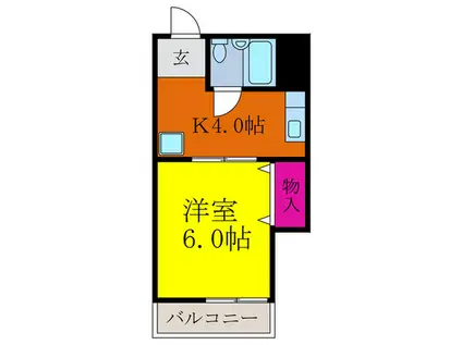 江川コーポ(1K/4階)の間取り写真