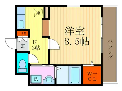 ハピネス11(1K/3階)の間取り写真