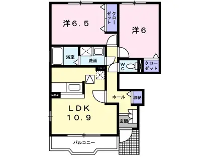 カーサ花水木C(2LDK/1階)の間取り写真