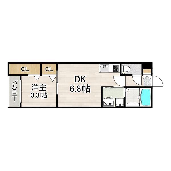 メゾンルミナ(1DK/3階)の間取り写真