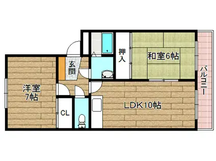 フロンティア高槻(2LDK/2階)の間取り写真