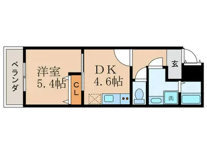 グランデコート竹鼻イースト(1DK/1階)の間取り写真