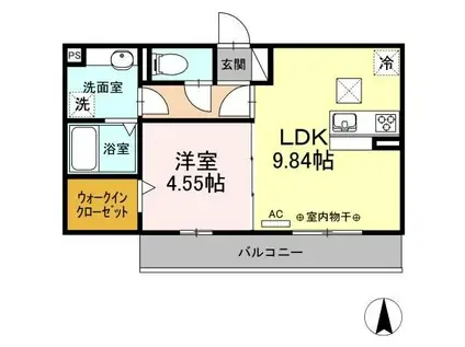 プレアデスかとう(1LDK/1階)の間取り写真