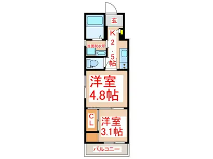 KOMOREBI(2K/1階)の間取り写真