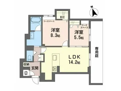 カーサ・レジデンス(2LDK/1階)の間取り写真