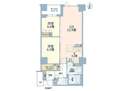 ジオ京都御池通(2LDK/6階)の間取り写真