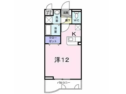 はなみずきM(1K/1階)の間取り写真
