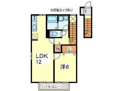 セジュールブランシェC(1LDK/2階)の間取り写真