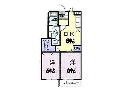 アラモードヴィラ(2DK/1階)の間取り写真