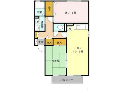 プリンセスハイツGEN(2LDK/1階)の間取り写真