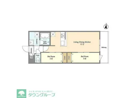 アルファコート梅島(2LDK/5階)の間取り写真