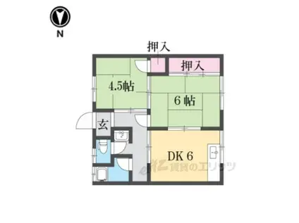 明美荘(2DK/1階)の間取り写真