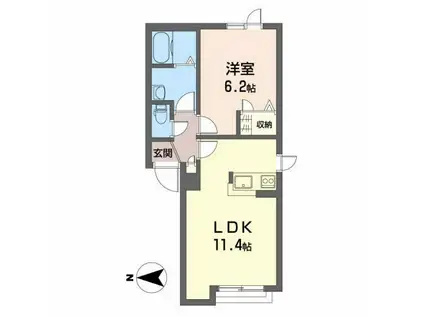 シャーメゾンサンゾーナ(1LDK/2階)の間取り写真