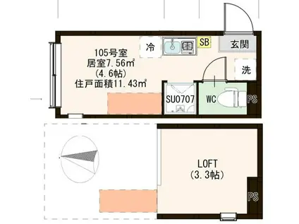フェアリー東十条(ワンルーム/1階)の間取り写真